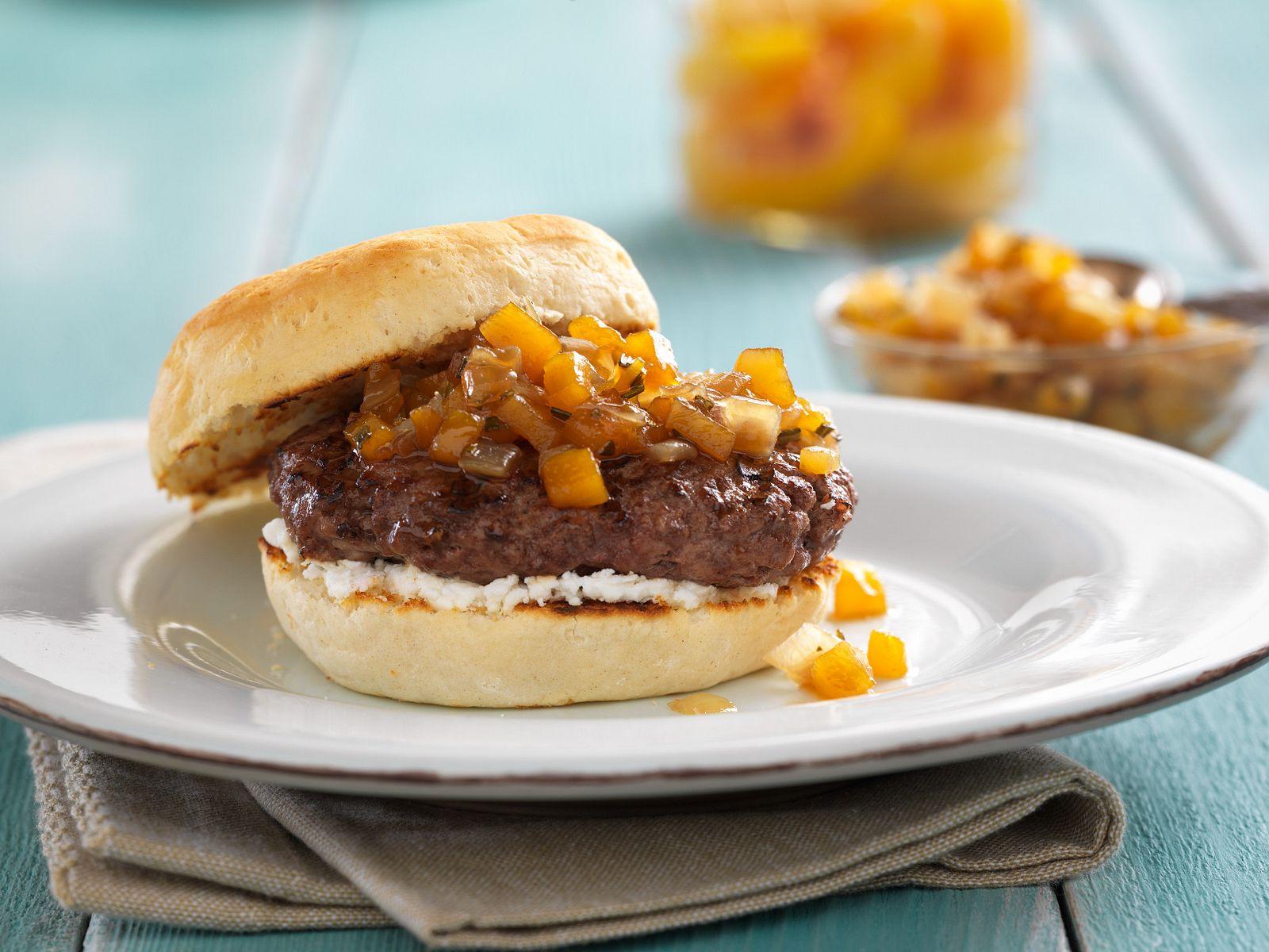 Old South Burgers with Peach Compote